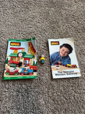 Brio Vintage 90's Train Set Catalogs and Male Figure Yellow & Blue Lot of 3